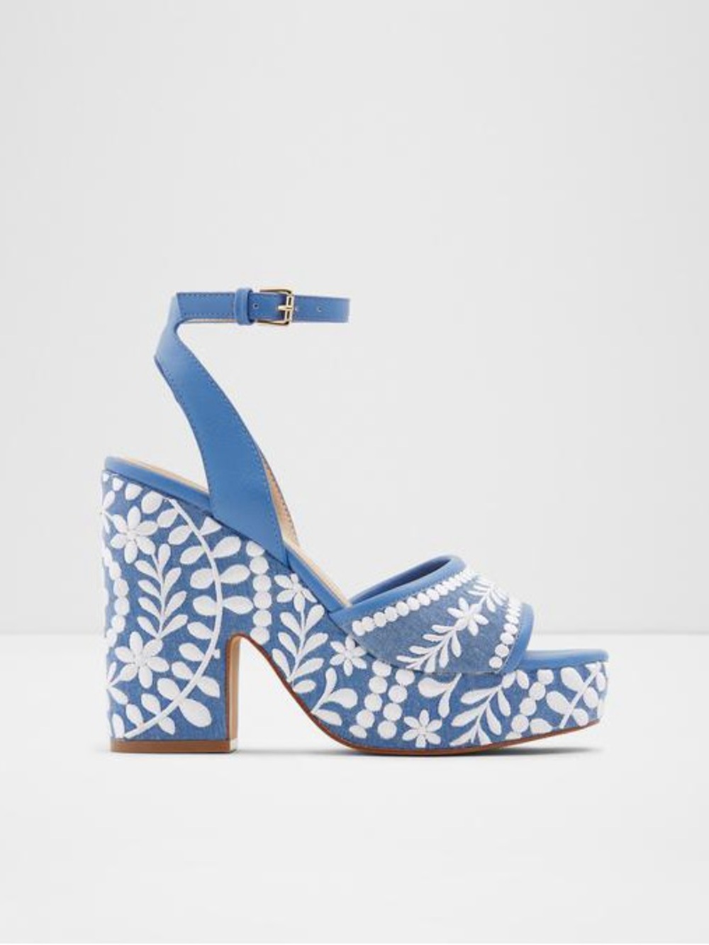 ALDO Quintinia Blue Embroidered Platform Block Heel Sandals – Size 11